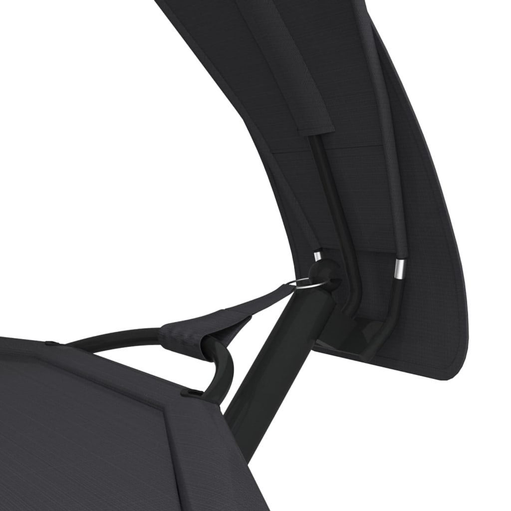 vidaXL Outdoor-Loungebett mit Dach Schwarz Stahl und Oxford-Stoff