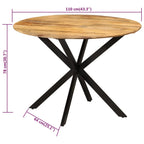 vidaXL Esstisch Ø110x78 cm Massivholz Mango und Stahl