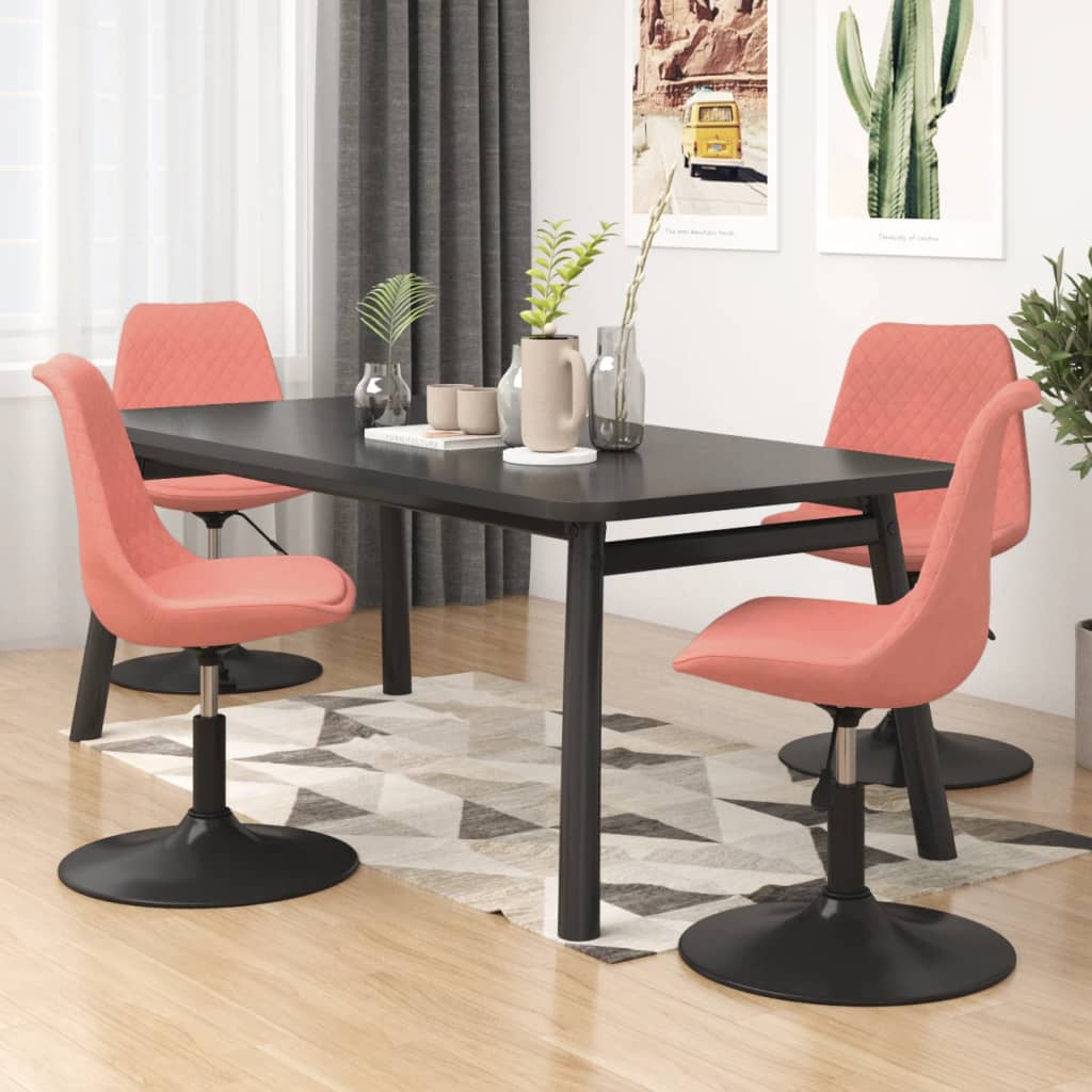 vidaXL Esszimmerstühle 4 Stk. Drehbar Rosa Samt