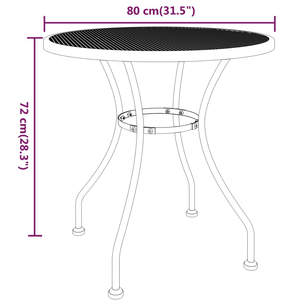 vidaXL Gartentisch Ø80x72 cm Streckmetall Anthrazit