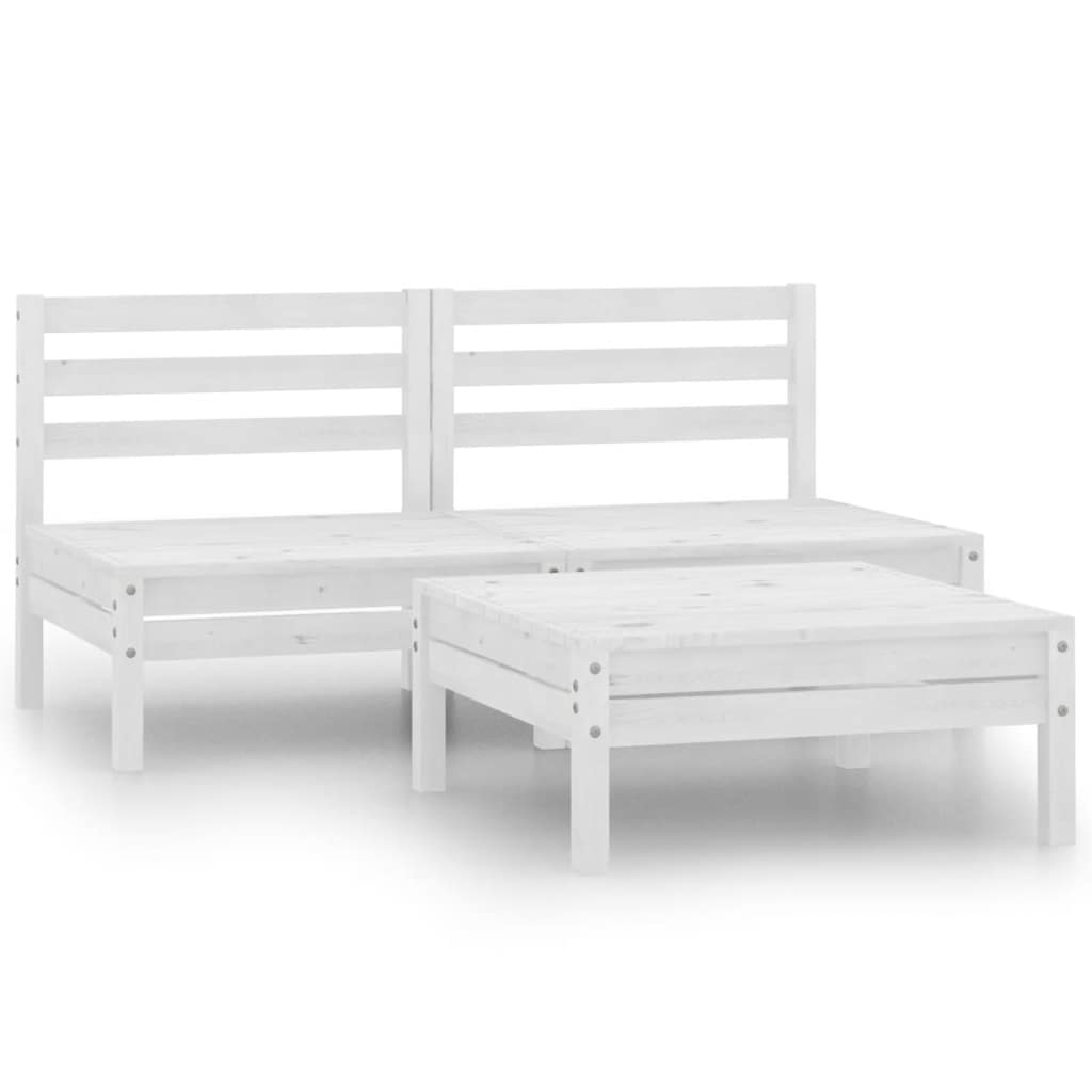 vidaXL 3-tlg. Garten-Lounge-Set Weiß Kiefer Massivholz