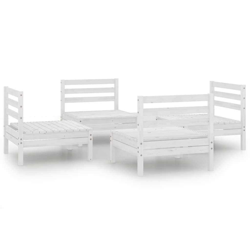 vidaXL 4-tlg. Garten-Lounge-Set Weiß Kiefer Massivholz