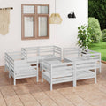 vidaXL 9-tlg. Garten-Lounge-Set Weiß Kiefer Massivholz