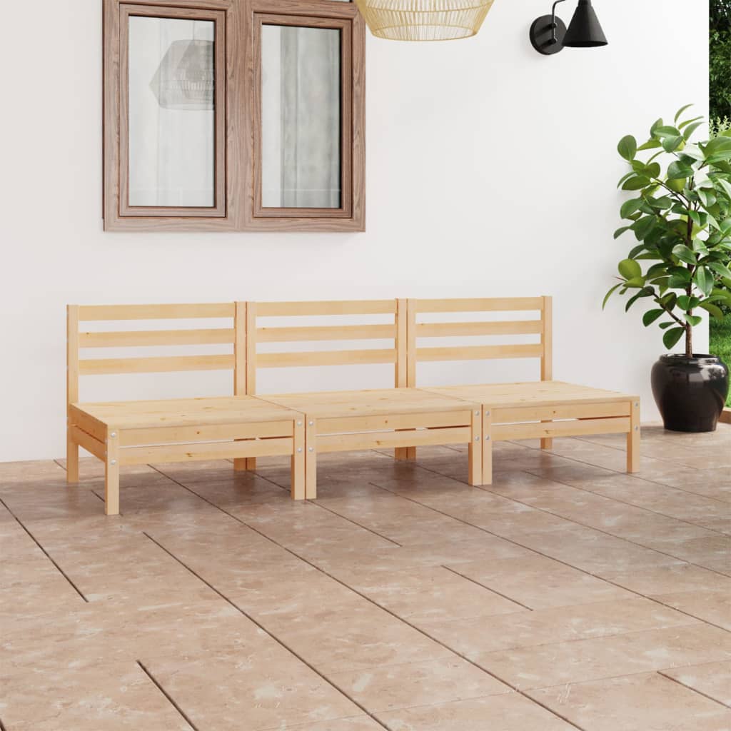 vidaXL 3-tlg. Garten-Lounge-Set Weiß Kiefer Massivholz