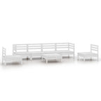 vidaXL 7-tlg. Garten-Lounge-Set Weiß Massivholz Kiefer