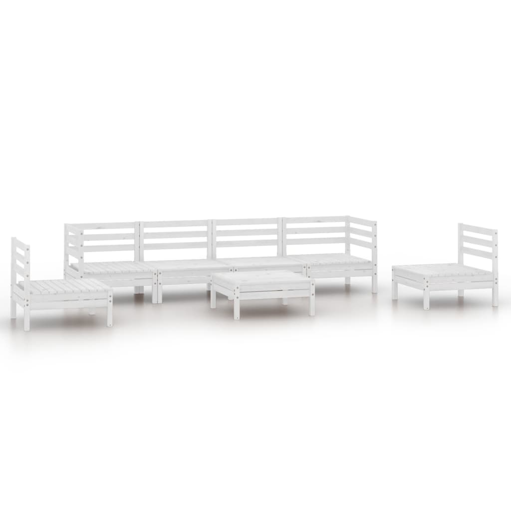 vidaXL 7-tlg. Garten-Lounge-Set Weiß Massivholz Kiefer