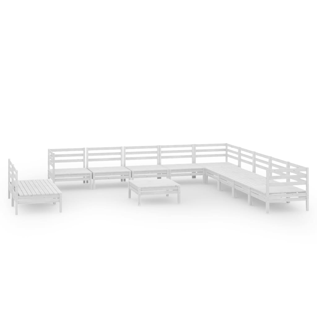 vidaXL 12-tlg. Garten-Lounge-Set Massivholz Kiefer Weiß