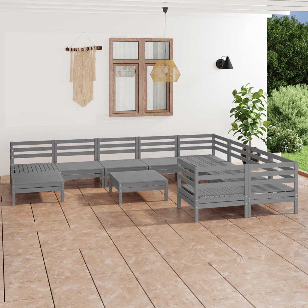 vidaXL 11-tlg. Garten-Lounge-Set Massivholz Kiefer