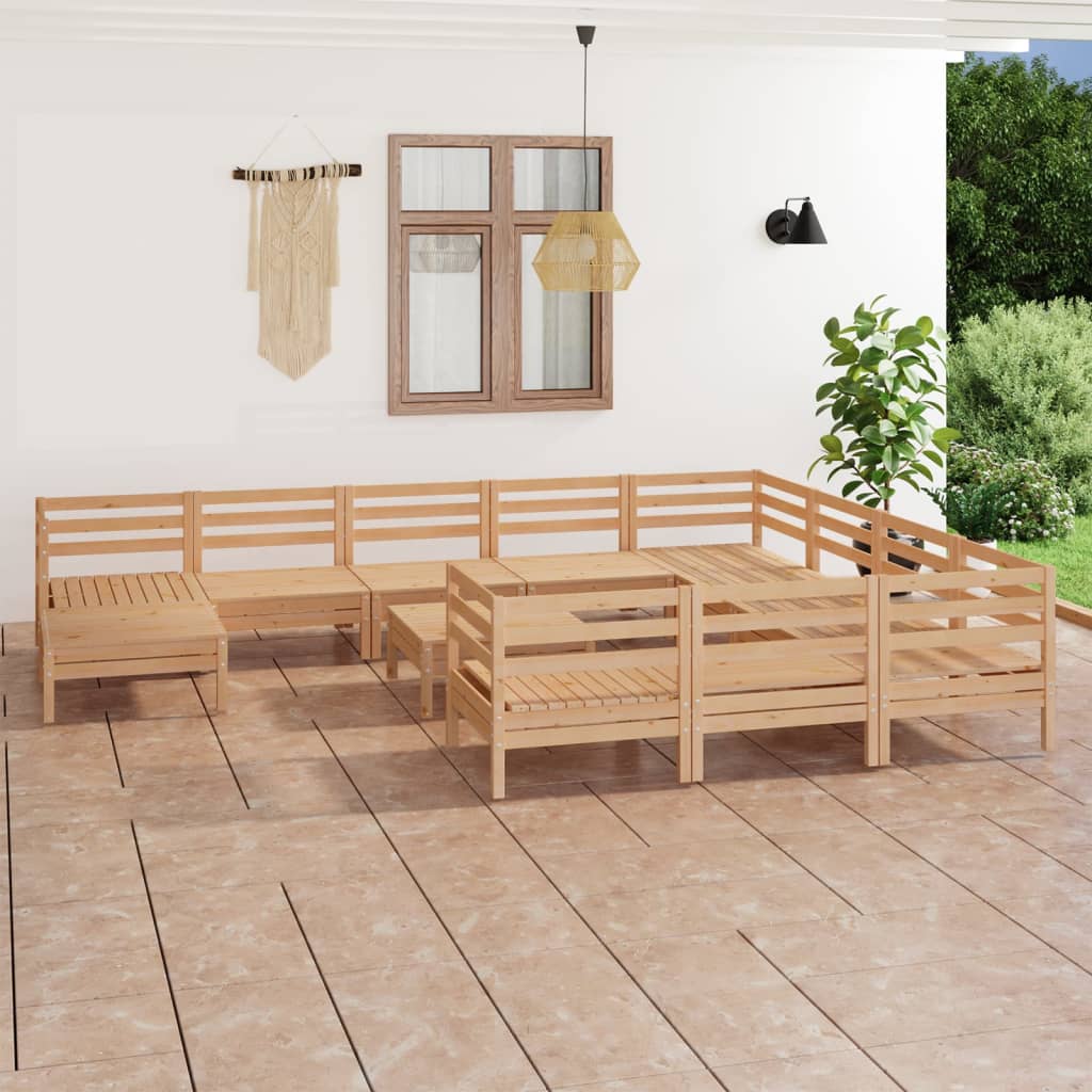 vidaXL 12-tlg. Garten-Lounge-Set Massivholz Kiefer Weiß