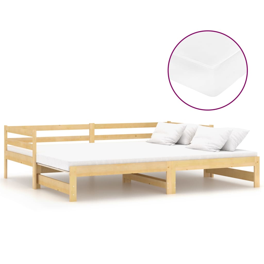 vidaXL Ausziehbares Tagesbett 2x(90x200) cm Massivholz Kiefer