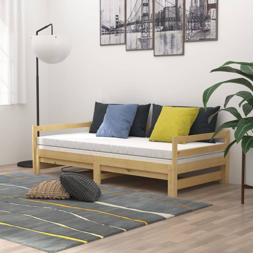 vidaXL Ausziehbares Tagesbett 2x(90x200) cm Massivholz Kiefer