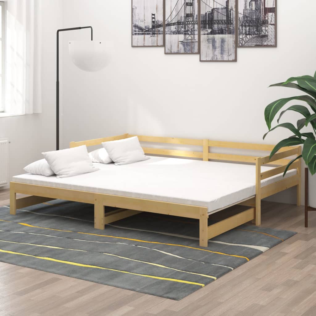 vidaXL Ausziehbares Tagesbett 2x(90x200) cm Massivholz Kiefer
