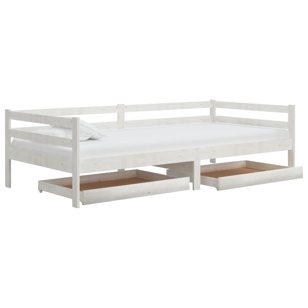 vidaXL Tagesbett mit Schubladen Weiß 90x200 cm Massives Kiefernholz