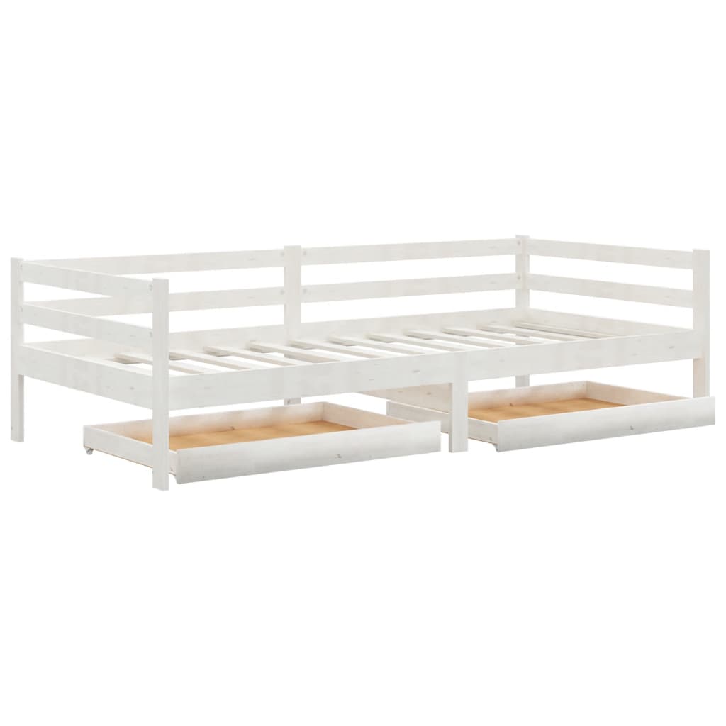 vidaXL Tagesbett mit Schubladen Weiß 90x200 cm Massives Kiefernholz