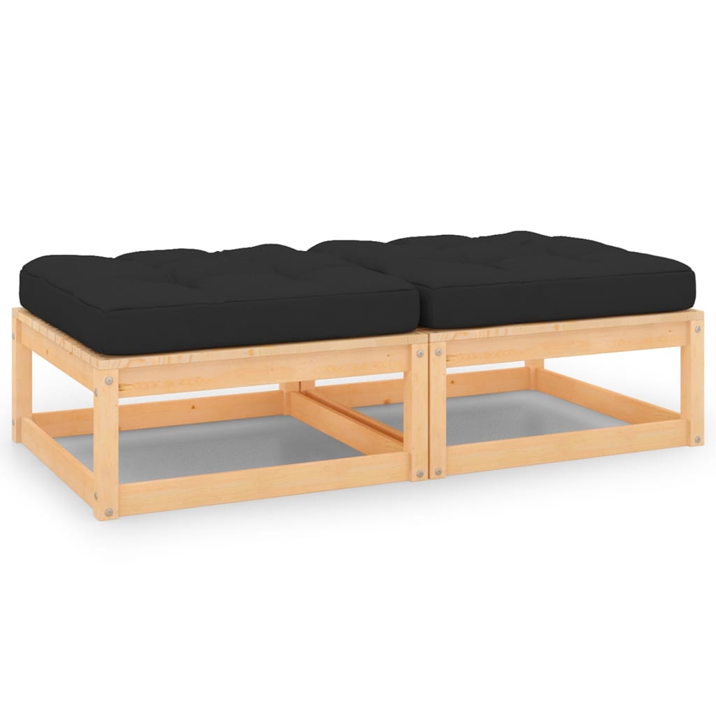 vidaXL Garten-Fußhocker mit Kissen 2 Stk. Massivholz Kiefer