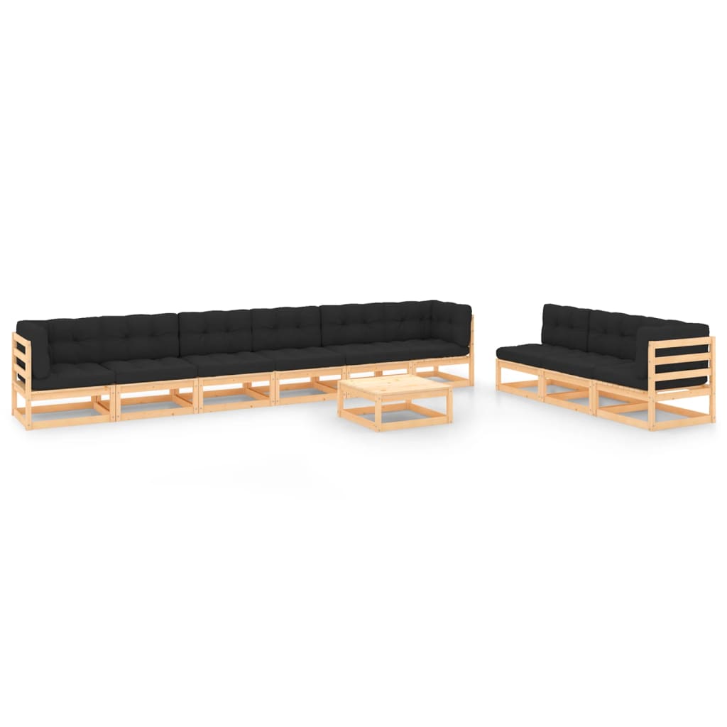 vidaXL 10-tlg. Garten-Lounge-Set mit Kissen Massivholz Kiefer