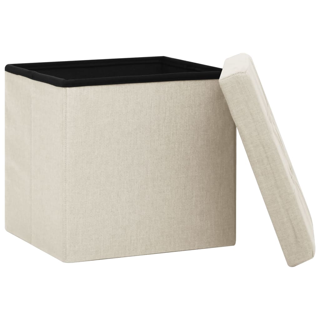 vidaXL Hocker mit Stauraum Cremeweiß Leinenoptik