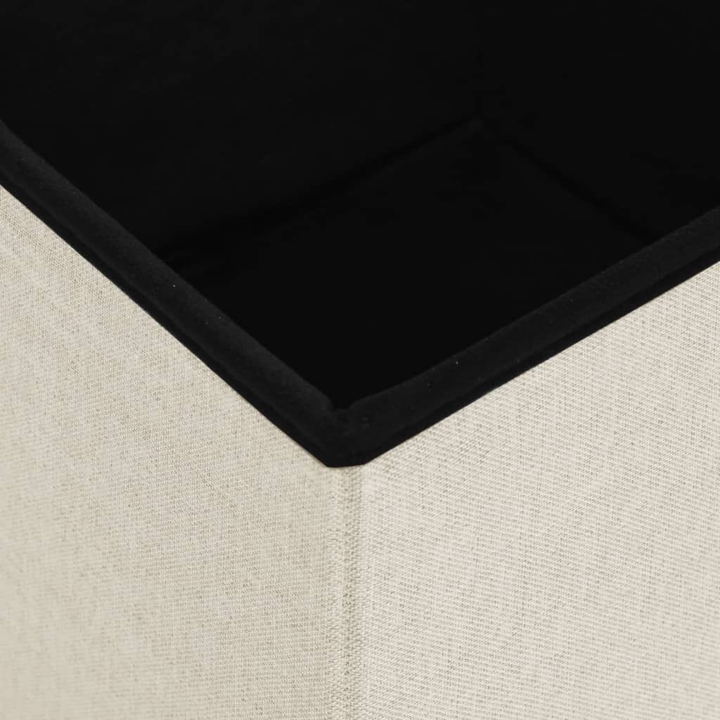 vidaXL Hocker mit Stauraum Cremeweiß Leinenoptik