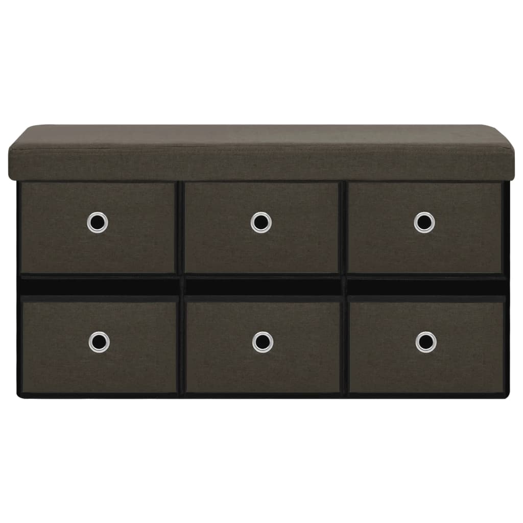 vidaXL Faltbank mit Stauraum Dunkelbraun 76x38x38 cm Leinenoptik