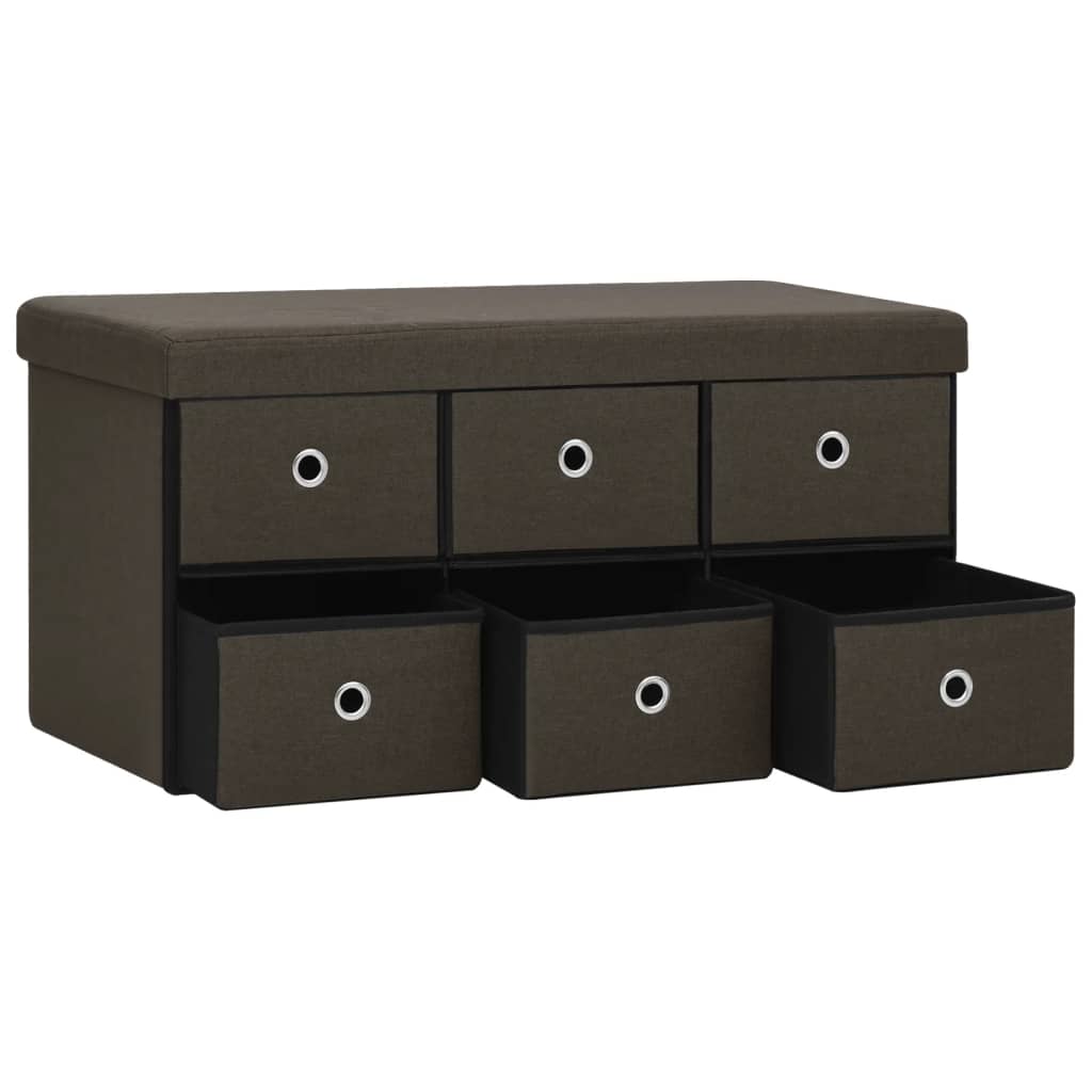 vidaXL Faltbank mit Stauraum Dunkelbraun 76x38x38 cm Leinenoptik
