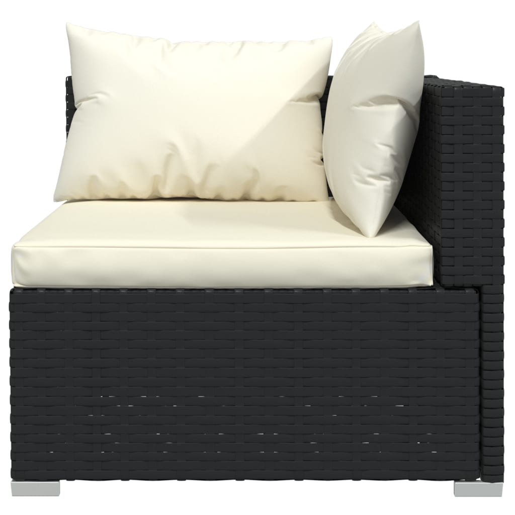 vidaXL 3-Sitzer-Sofa mit Kissen Schwarz Poly Rattan