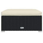 vidaXL Garten-Fußhocker mit Kissen Schwarz 70x70x30 cm Poly Rattan