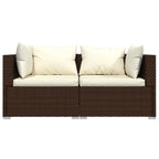 vidaXL 3-tlg. Garten-Lounge-Set mit Kissen Braun Poly Rattan