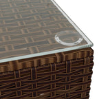 vidaXL Garten-Couchtisch Braun 60x60x30 cm Poly Rattan und Glas