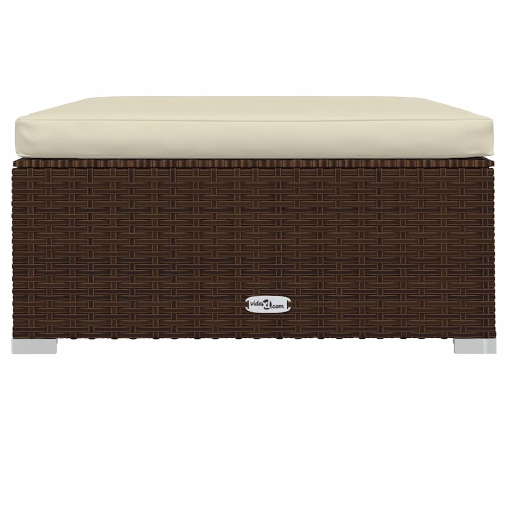 vidaXL Gartenhocker mit Kissen Braun 70x70x30 cm Poly Rattan