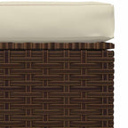vidaXL Gartenhocker mit Kissen Braun 70x70x30 cm Poly Rattan