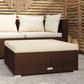 vidaXL Gartenhocker mit Kissen Braun 70x70x30 cm Poly Rattan