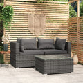 vidaXL 3-tlg. Garten-Lounge-Set mit Kissen Braun Poly Rattan
