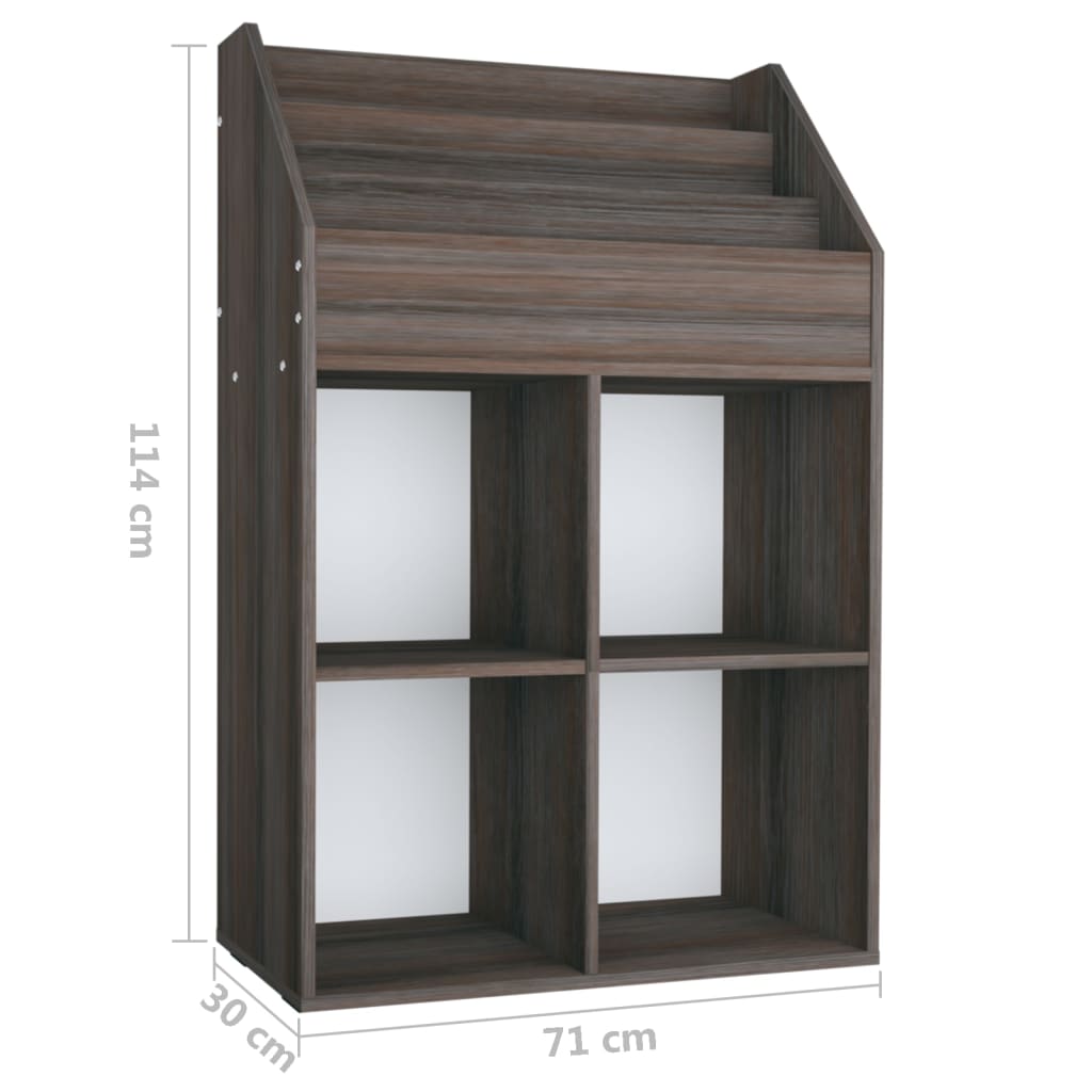 vidaXL Kinder-Bücherregal Grau & Sonoma-Eiche 71x30x114 cm Spanplatte