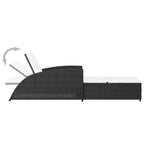vidaXL Sonnenliege mit Cremeweißer Auflage Poly Rattan Schwarz