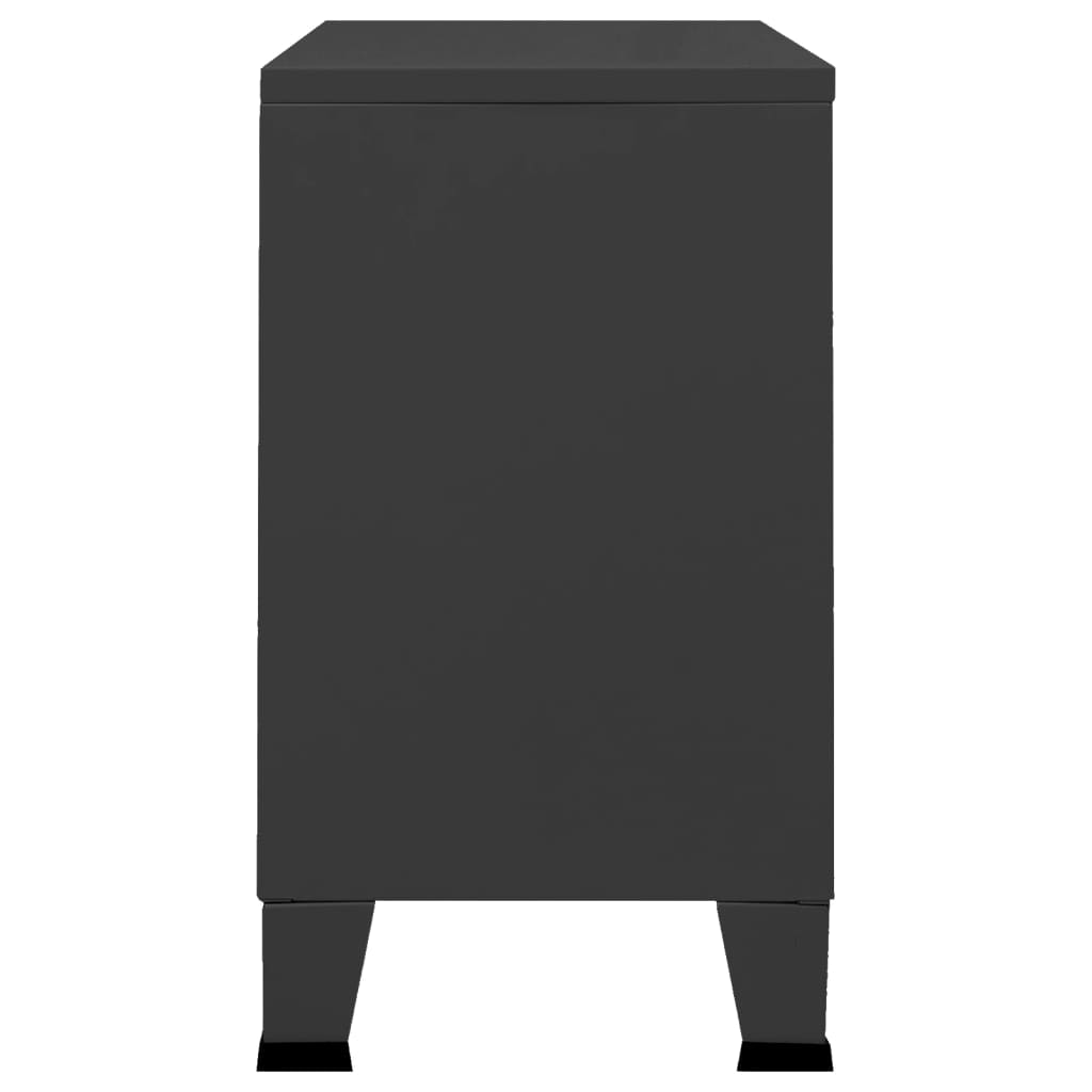 vidaXL Industrial Sideboard Schwarz 105x35x62 cm Metall und Glas