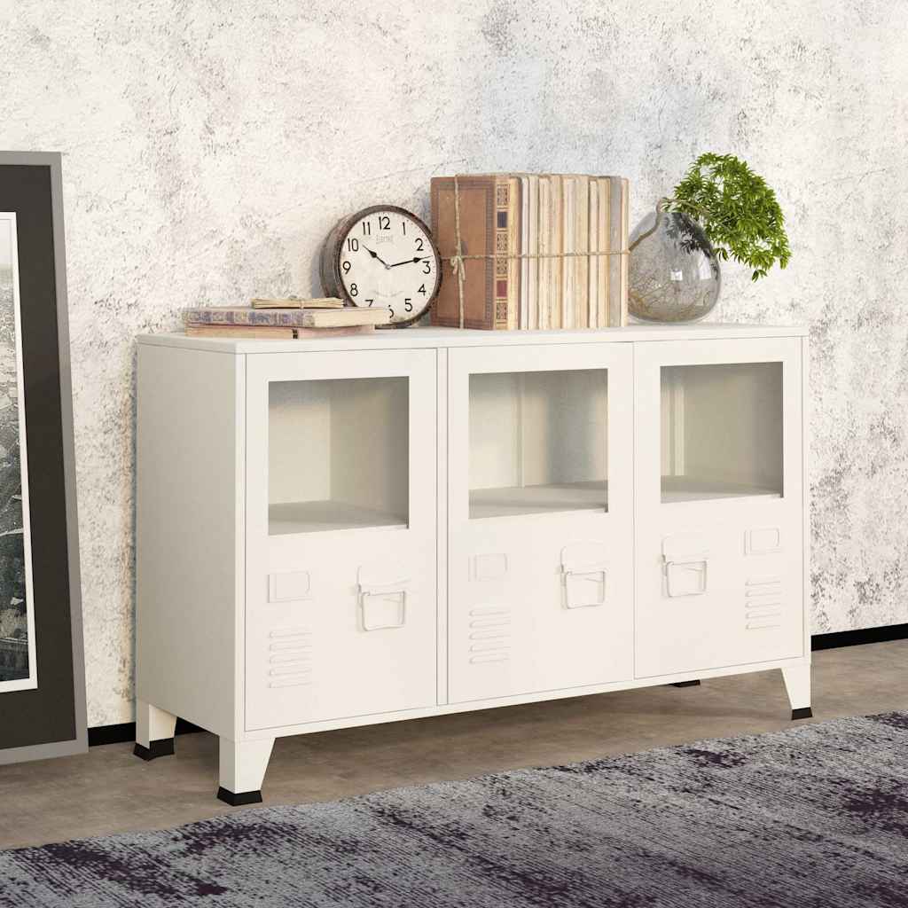 vidaXL Industrial Sideboard Schwarz 105x35x62 cm Metall und Glas
