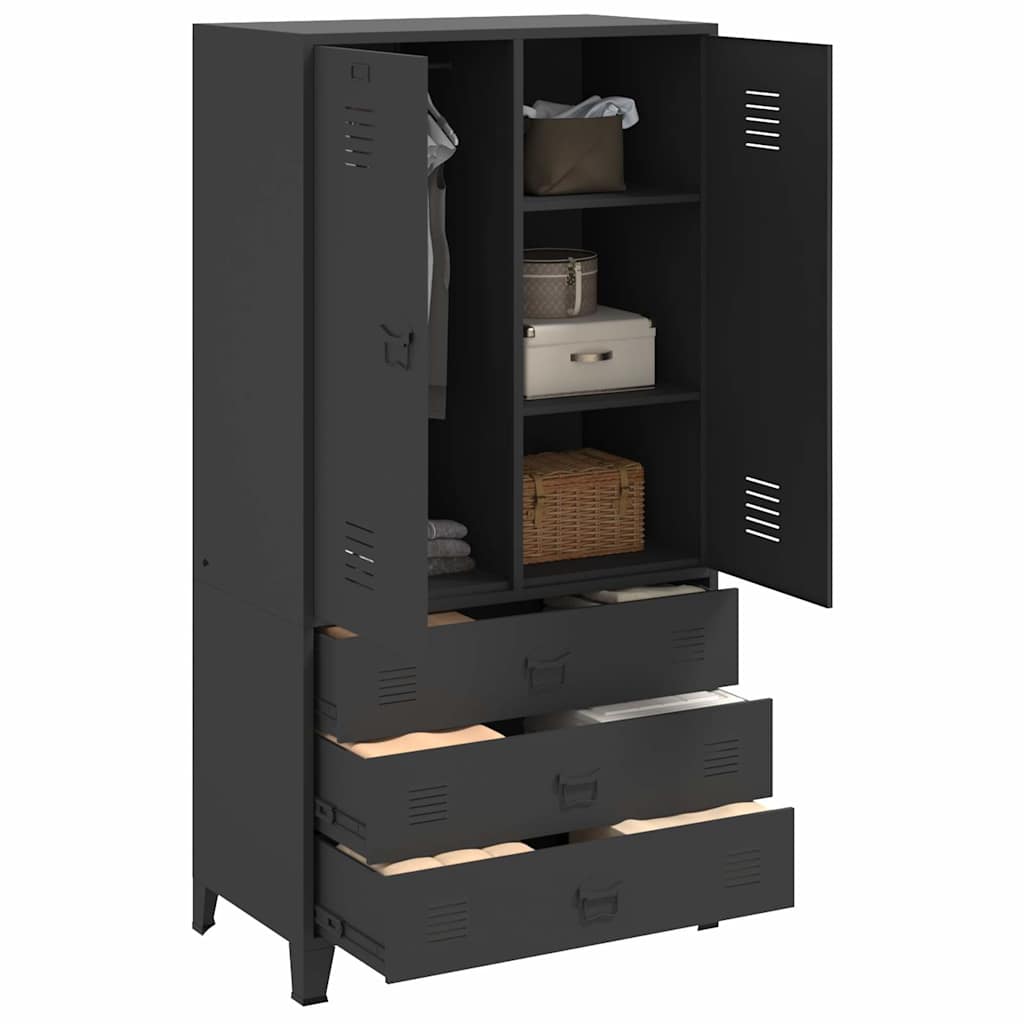 vidaXL Industrial Kleiderschrank Schwarz 90x50x180 cm Metall