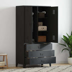 vidaXL Industrial Kleiderschrank Schwarz 90x50x180 cm Metall