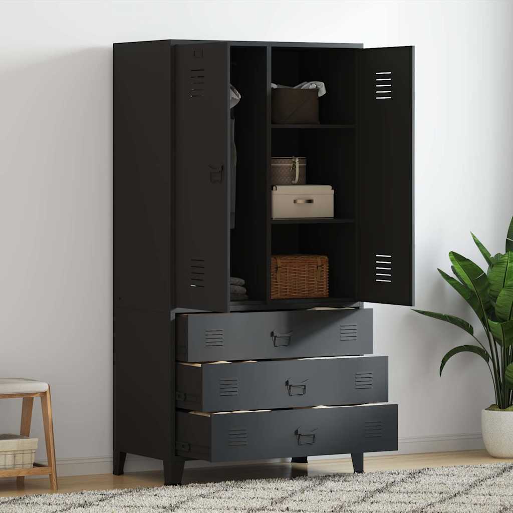 vidaXL Industrial Kleiderschrank Schwarz 90x50x180 cm Metall