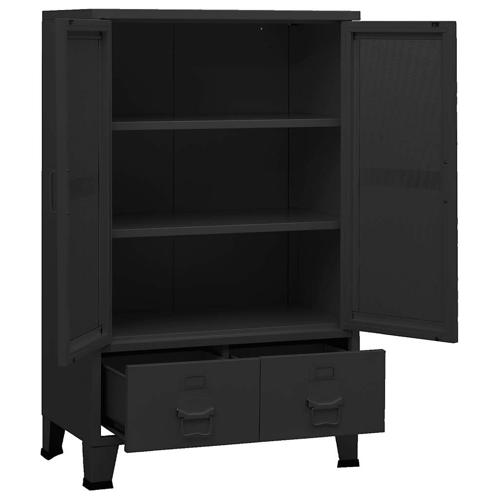 vidaXL Lagerschrank Industrial Schwarz 70x40x115 cm Metall