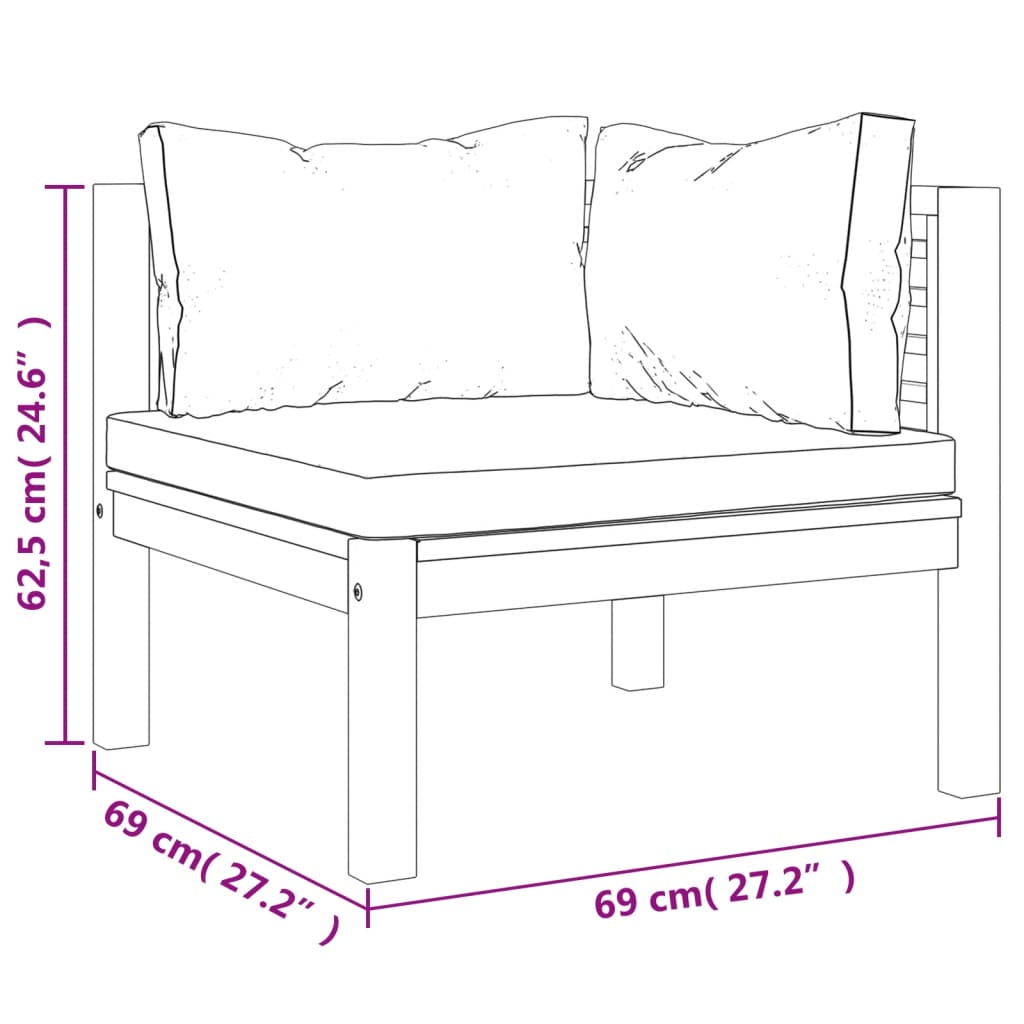 vidaXL 2-Sitzer-Gartensofa mit Kissen Massivholz Akazie