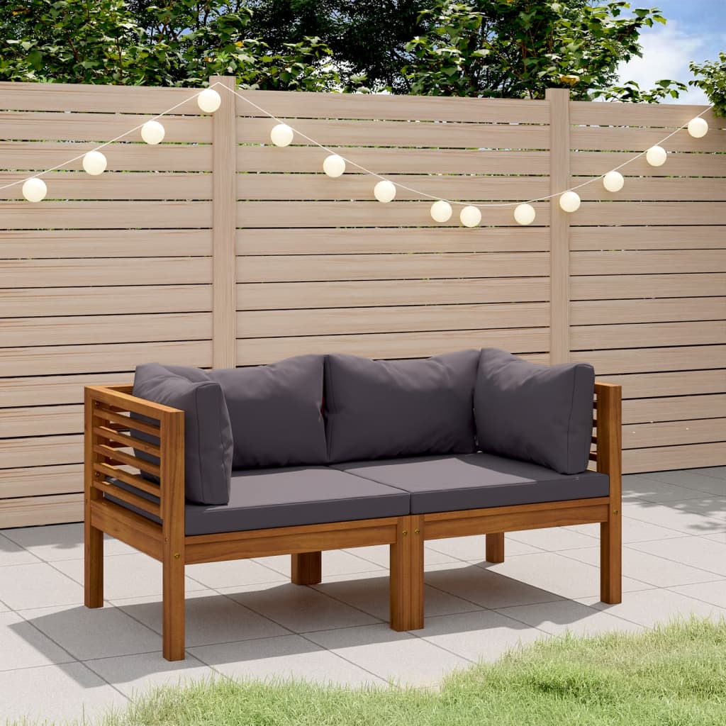 vidaXL 2-Sitzer-Gartensofa mit Kissen Massivholz Akazie