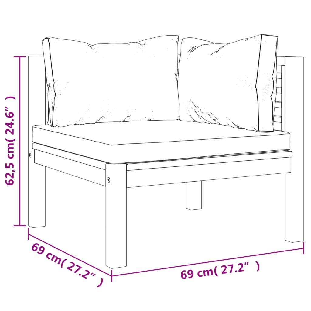 vidaXL 3-Sitzer-Gartensofa mit Auflage Akazie Massivholz