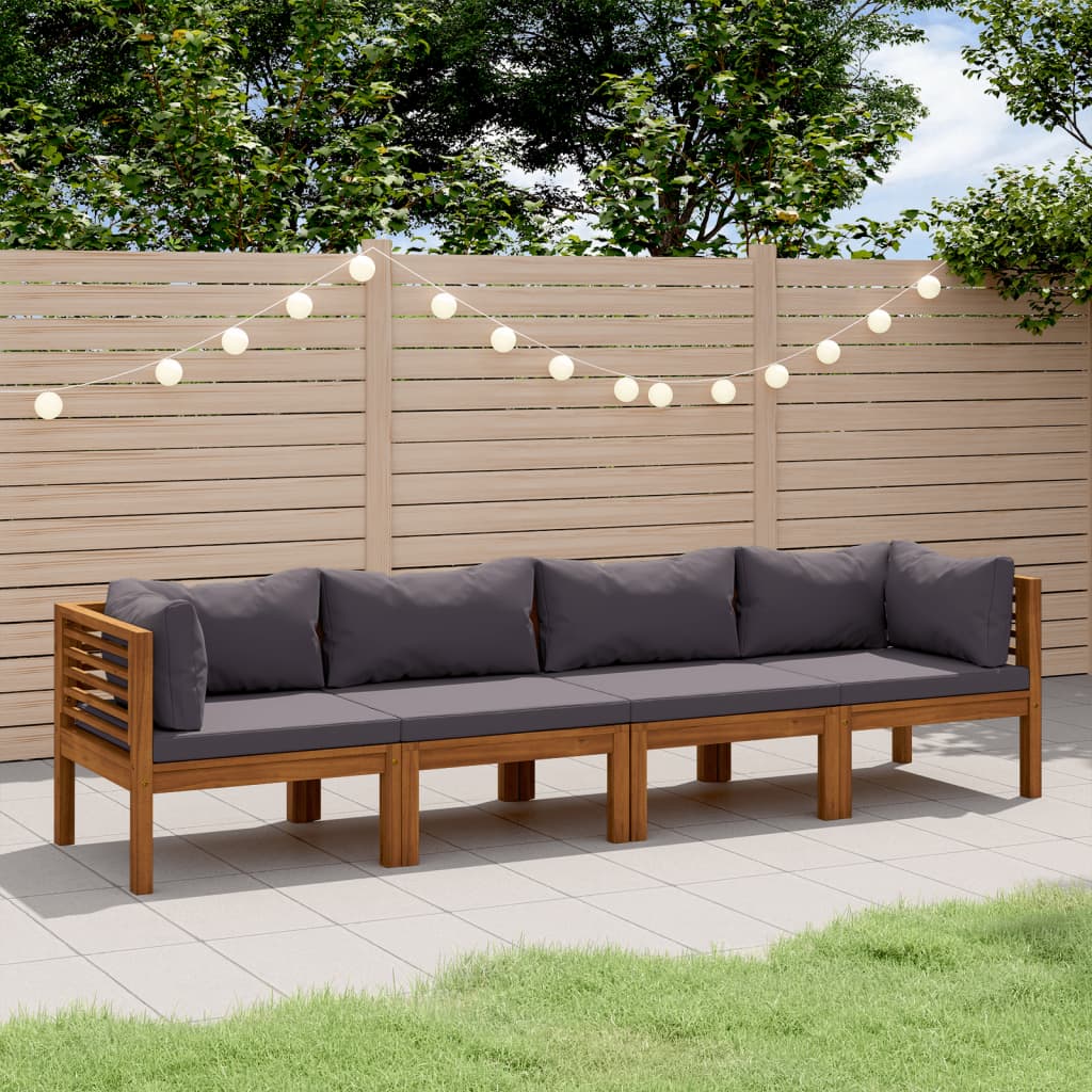 vidaXL 4-Sitzer-Gartensofa mit Kissen Massivholz Akazie