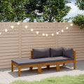 vidaXL 3-tlg. Garten-Lounge-Set mit Auflagen Massivholz Akazie