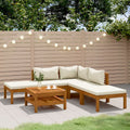 vidaXL 6-tlg. Garten-Lounge-Set mit Creme Kissen Massivholz Akazie