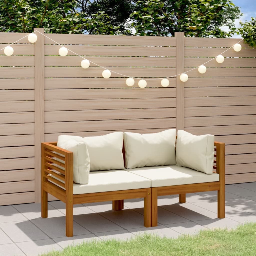 vidaXL 2-Sitzer-Gartensofa mit Kissen Massivholz Akazie