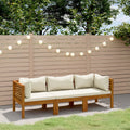 vidaXL 3-Sitzer-Gartensofa mit Creme Kissen Massivholz Akazie