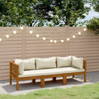 vidaXL 3-Sitzer-Gartensofa mit Creme Kissen Massivholz Akazie