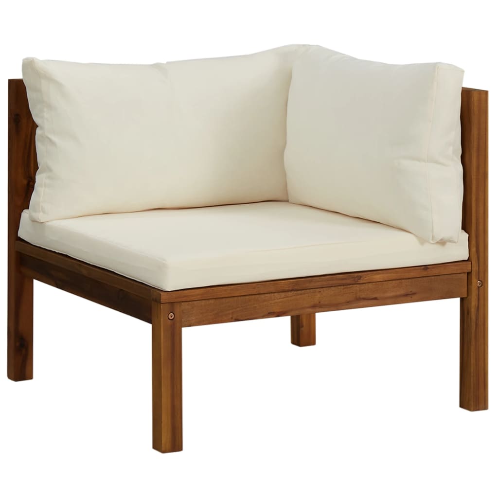 vidaXL 10-tlg. Garten-Lounge-Set mit Creme Kissen Massivholz Akazie